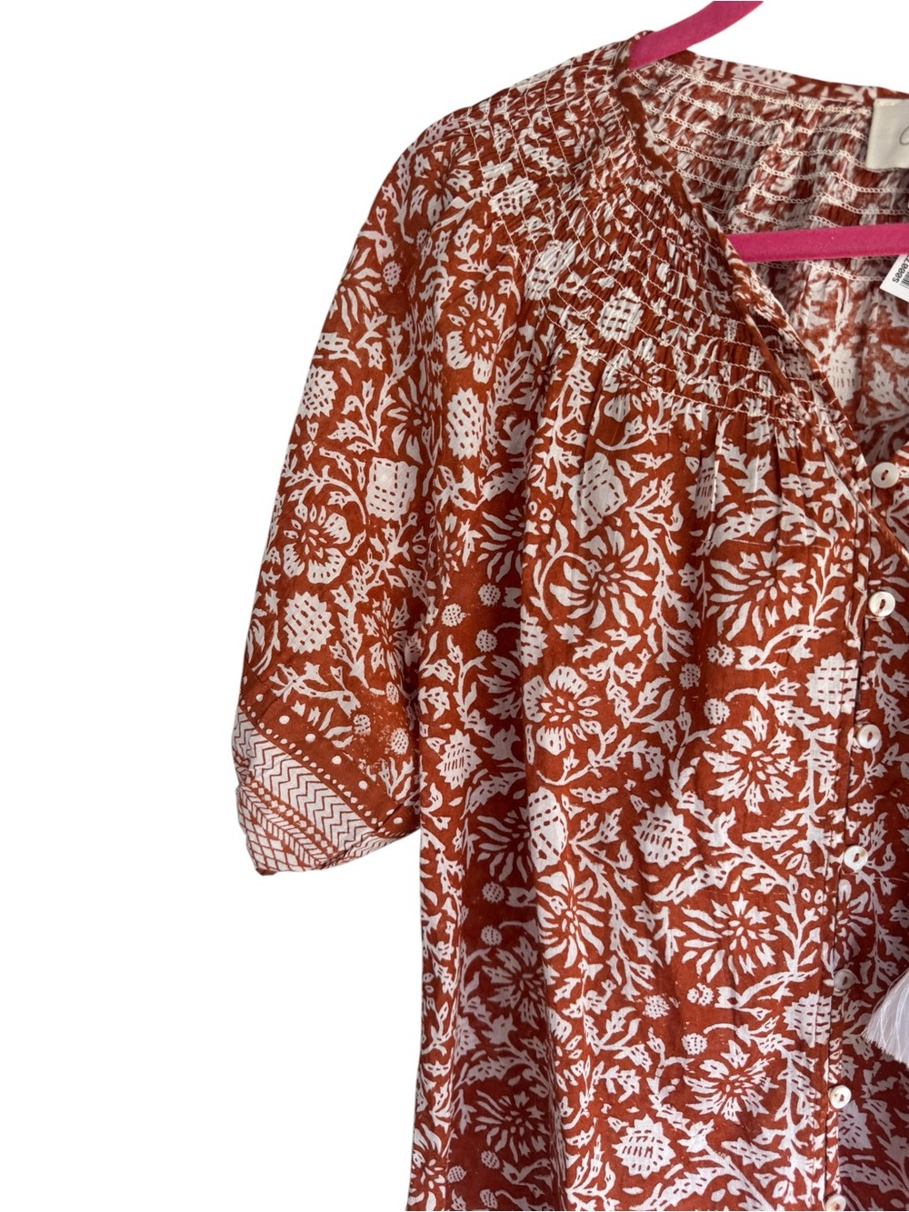 Cleobella Adele Blouse Anila Boho Floral Organic Cotton Block Print Small - Picture 6 of 9